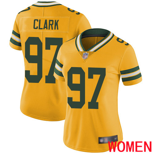 Green Bay Packers Limited Gold Women #97 Clark Kenny Jersey Nike NFL Rush Vapor Untouchable->youth nfl jersey->Youth Jersey